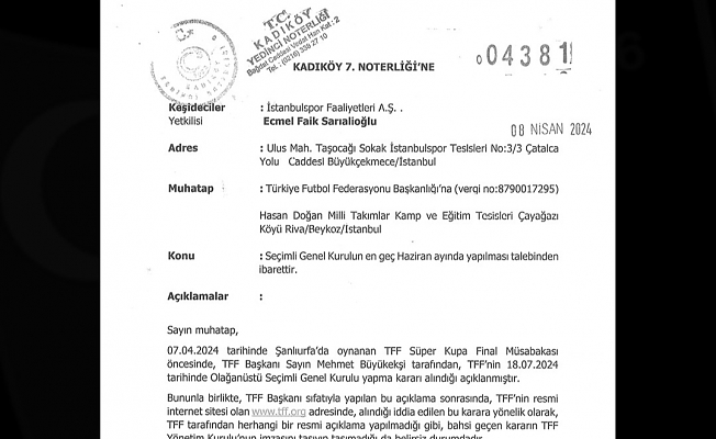 İstanbulspor, TFF'ye ihtarname gönderdi
