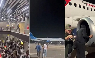 Dağıstan'da İsrail'den gelen uçak 'basıldı', havalimanında arbede çıktı