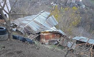 Artvin'de heyelan; ev, ahır ve samanlık çöktü, 1 inek öldü